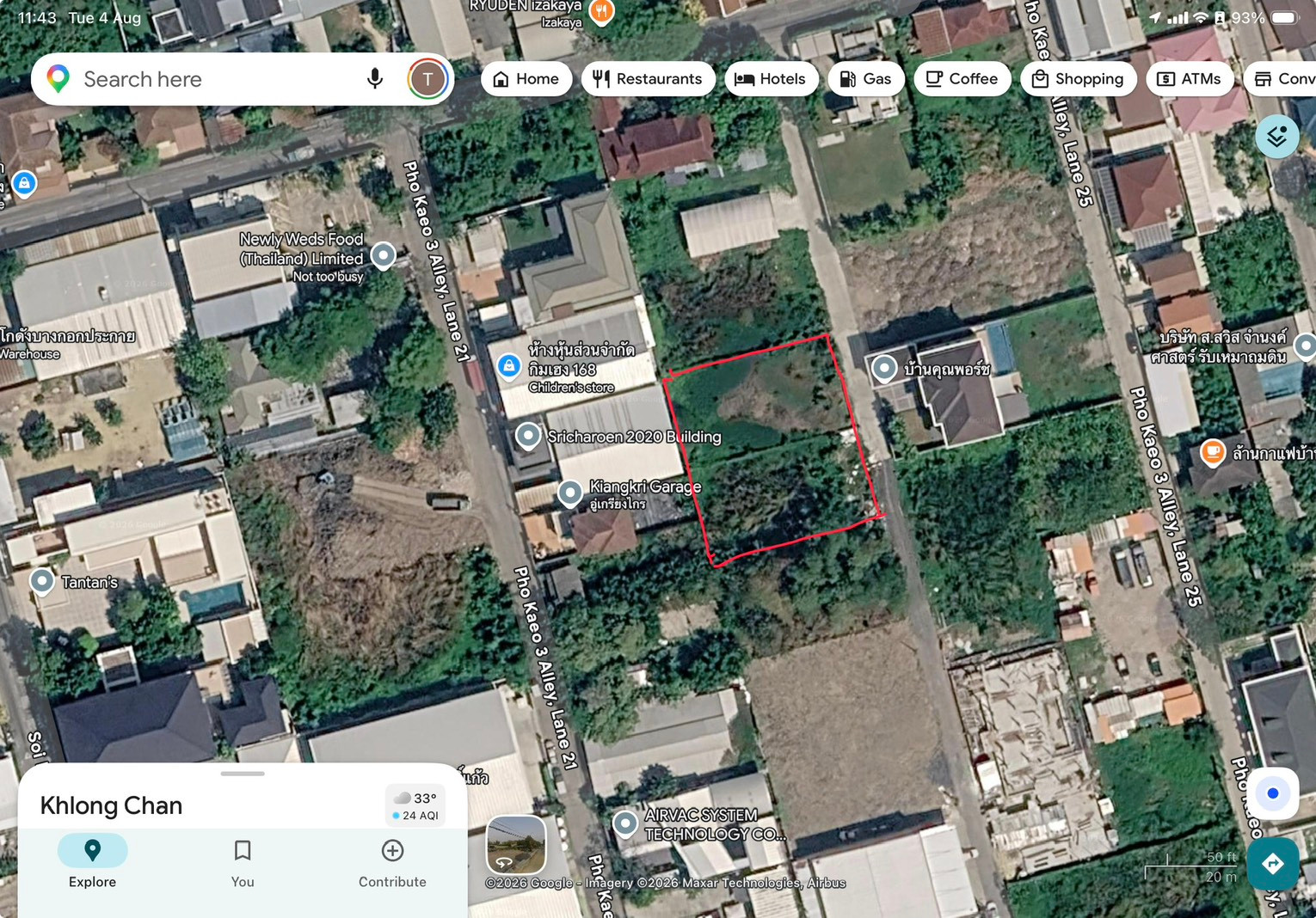Land for rent in Soi Pho Kaeo 3, Intersection 23, size 422 sq m (width 44 m x depth 38 m) – รูปที่ 2