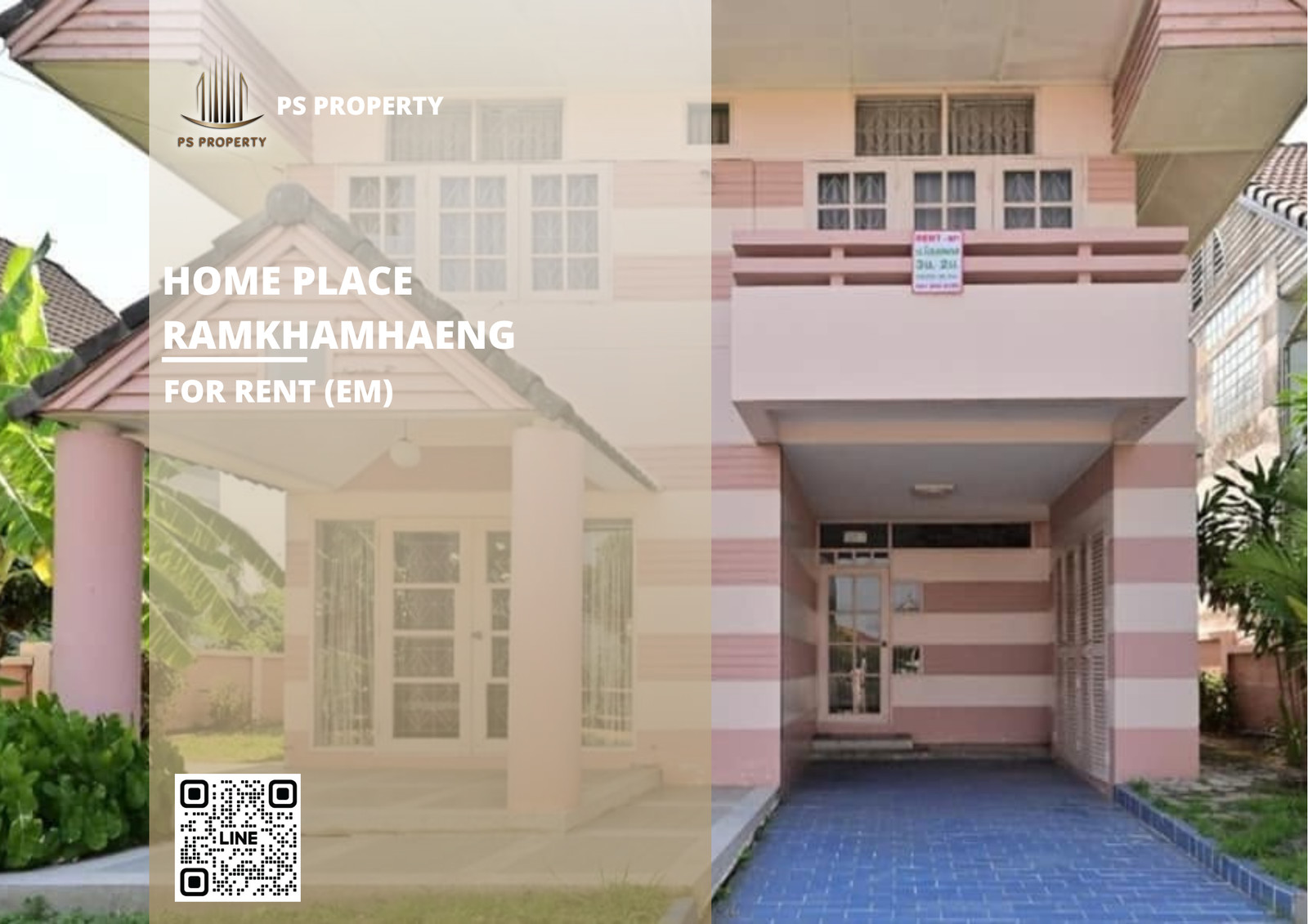 Detached house for rent ✨ Home Place Ramkhamhaeng ✨ 3 bedrooms, 2 bathrooms; fully furnished and equipped with appliances.