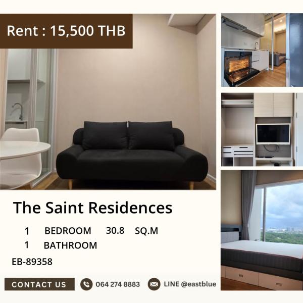 11/08/2026, 🏙️ Condo Oasis in the City! 🌇
Luxury 1BR at The Saint Residences, 30.8 sqm, 15,500 THB/month 0642748883