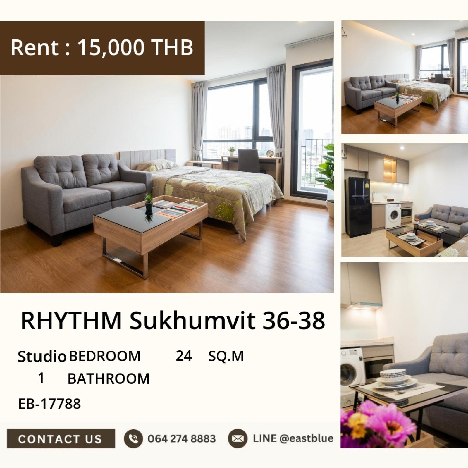 17/09/2026, 🏢 Luxury Studio Rental in Thong Lo! ✨
RHYTHM Sukhumvit 36-38 | 24 sqm | 15,000 THB/month ⭐ 0642748883