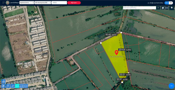 Yellow plot land for sale Nai Khlong Bang Pla Kot Subdistrict Phra Samut Chedi District Samut Prakan Province