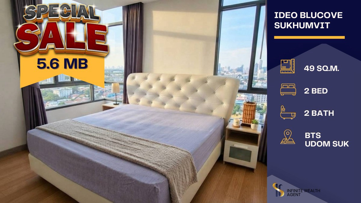 ✨For Sale! Stunning light next to BTS Ideo Blucove Sukhumvit | 2Bed 49sqm 5.6MB By on-site agent • Rare unit, DM now!