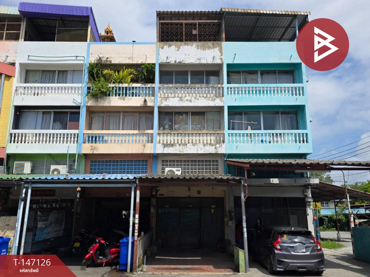 Commercial building for sale, 3 floors, area 48 sq m, Suksawat 100. Phra Samut Chedi, Samut Prakan