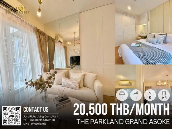 ให้เช่า The Parkland Grand Asoke 1 ห้องนอน 1 ห้องน้ำ ขนาด 37* ตรม. ชั้น 1x ครัวปิด แต่งครบ วิวสระ ราคาค่าเช่าเพียง 20,500/เดือน สัญญา 1 ปีเท่านั้น