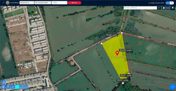 Yellow plot land for sale Nai Khlong Bang Pla Kot Subdistrict Phra Samut Chedi District Samut Prakan Province