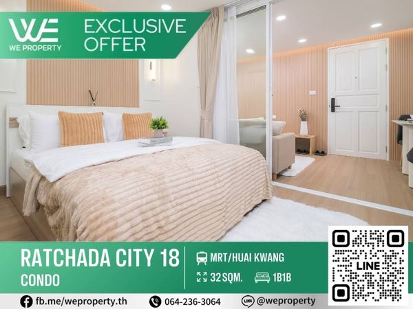 Beautiful corner room, fully decorated in Warm Minimalist style, ready to move in!!⭐Ratchada City 18 (Ratchada City 18)