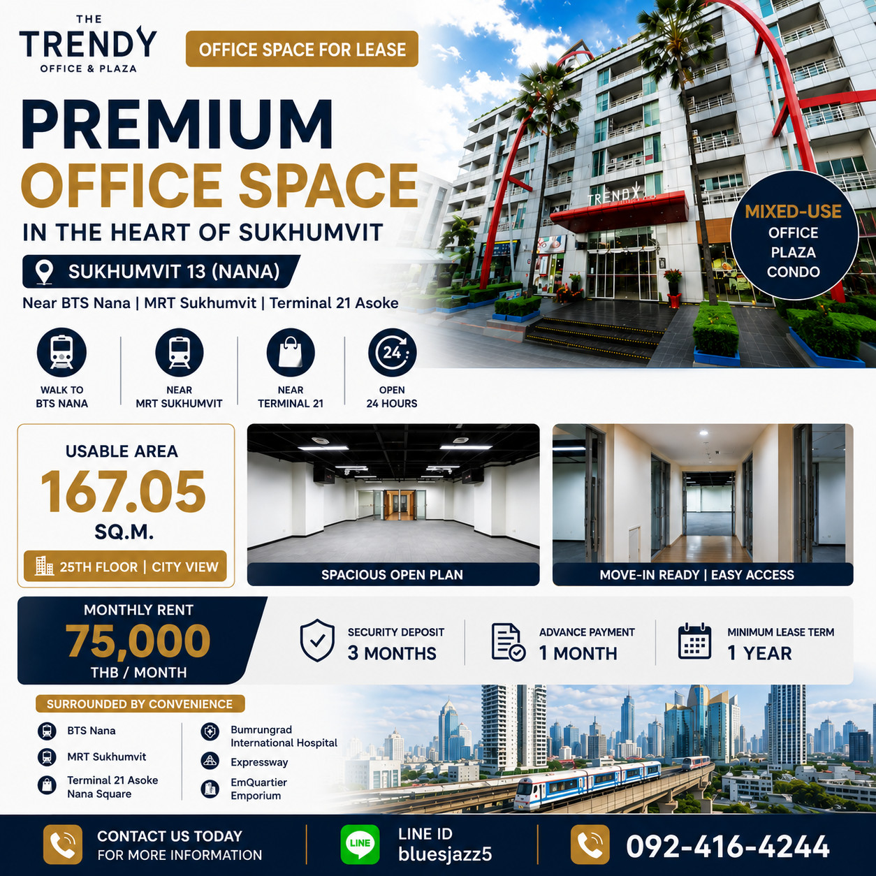 The Trendy Office 167ตรม สำนักงานให้เช่า สุขุมวิท ใกล้ BTS นานา MRT สุขุมวิท Terminal21 อโศก The Trendy Office 167ตรม สำนักงานให้เช่า สุขุมวิท ใกล้ BTS นานา MRT สุขุมวิท Terminal21 อโศก