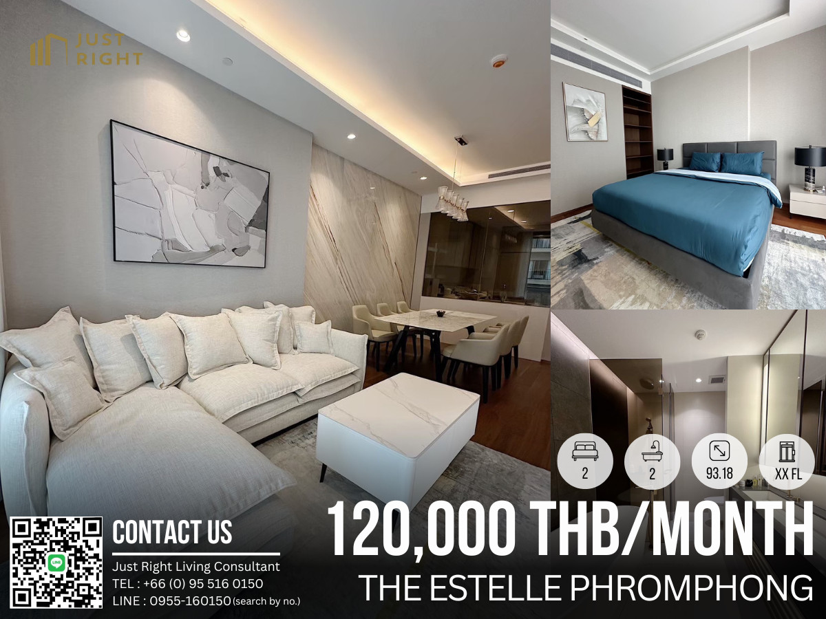 For rent: The Estelle Phrom Phong, 2 bedrooms, 2 bathrooms, 93.18 sq m, fully furnished, complete electrical appliances, rent only 120,000 baht/month, 1 year contract only. For rent: The Estelle Phrom Phong, 2 bedrooms, 2 bathrooms, 93.18 sq m, fully furnished, complete electrical appliances, rent only 120,000 baht/month, 1 year contract only.