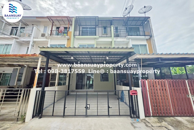 For sale, 3-story townhome, Prachasuk Village. Lake and Mall Rama 2 Soi 60/1 newly renovated