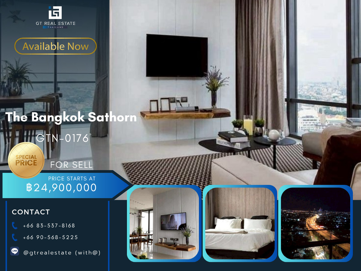 Condo The Bangkok Sathorn, convenient travel, close to BTS, shuttle available, big room, beautiful, fully furnished, ready for sale.