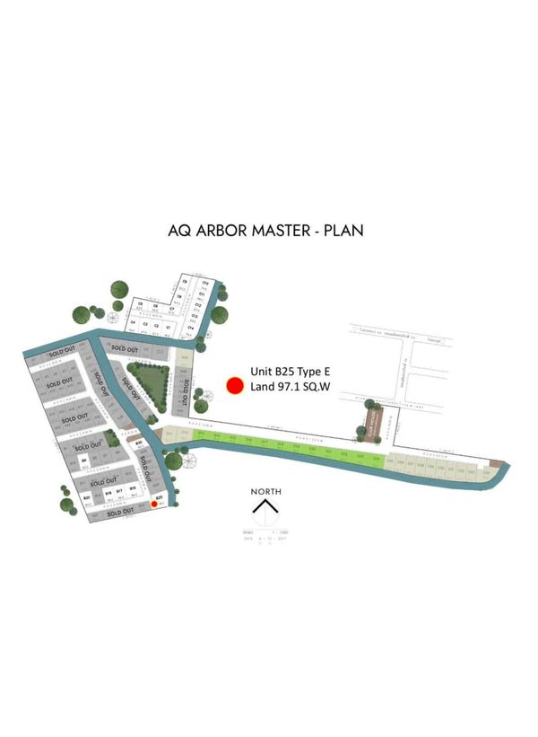 Luxurious 3-storey detached house, corner house, largest area in the project. Brand new house, never lived in, AQ Arbor Project, Suan Luang Rama 9 - Phatthanakan.