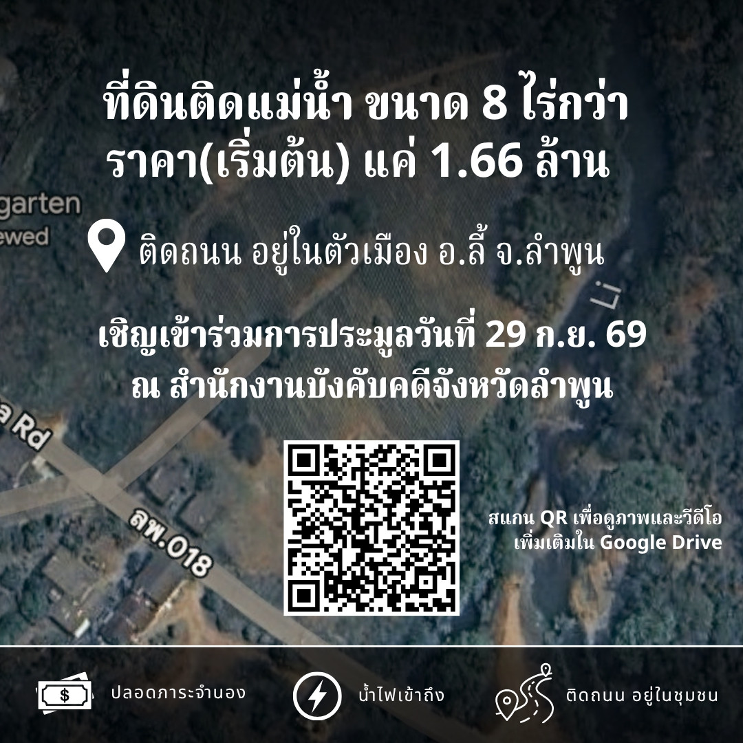 Selling cheap! Nearly 9 rai of land next to a river in Lamphun, starting price just 1.6 million baht🔥 – รูปที่ 3
