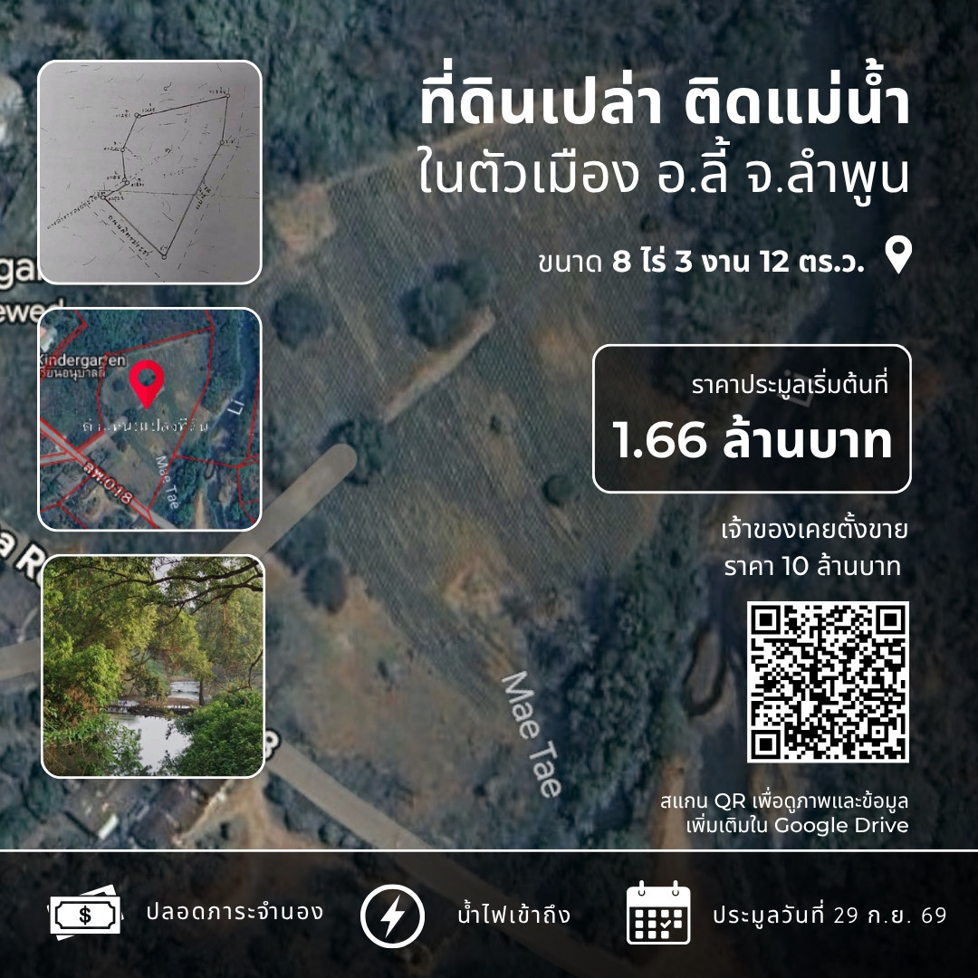 Selling cheap! Nearly 9 rai of land next to a river in Lamphun, starting price just 1.6 million baht🔥 – รูปที่ 2