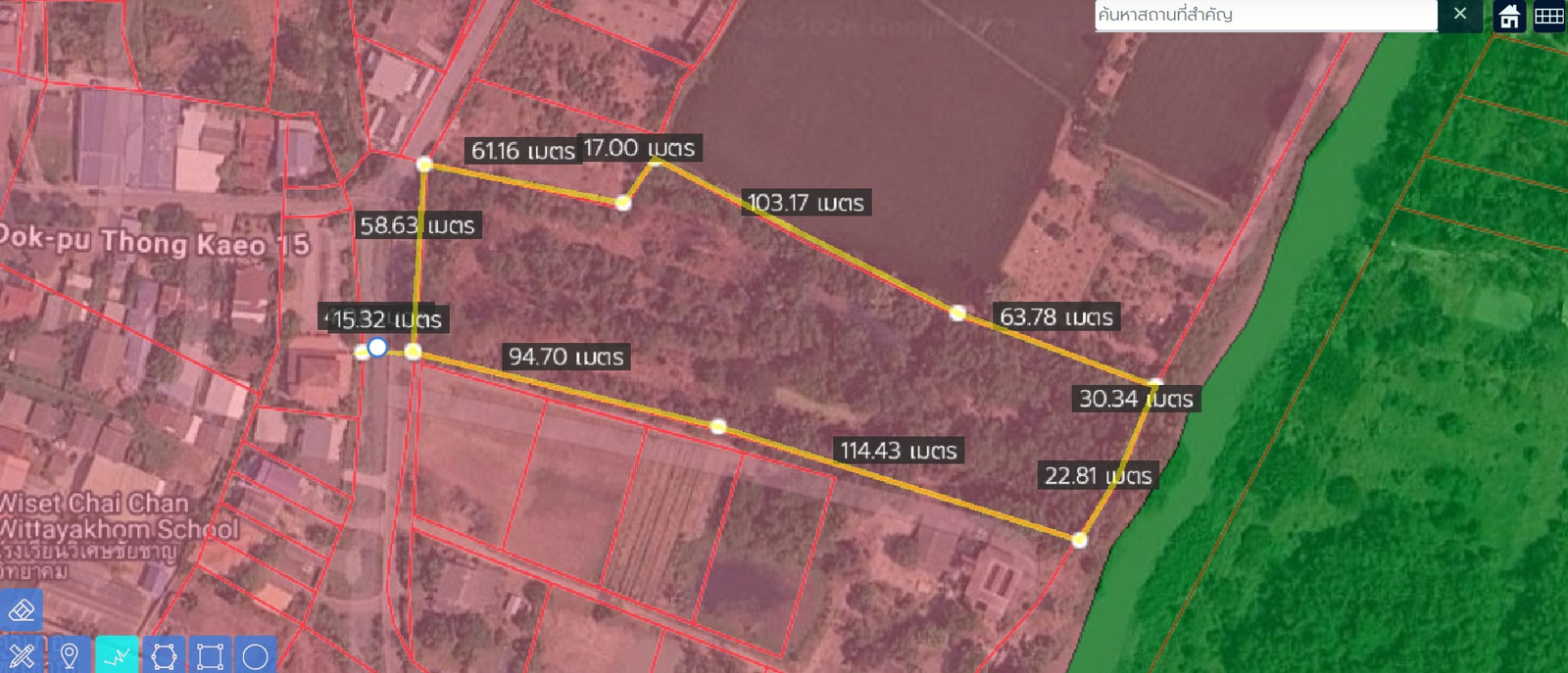 Pink plot land for sale Next to Soi Pu Dok - Pu Thong Kaew 15, near Wiset Chai Chan Witthayakhom School, area 8-1-63 rai. – รูปที่ 2