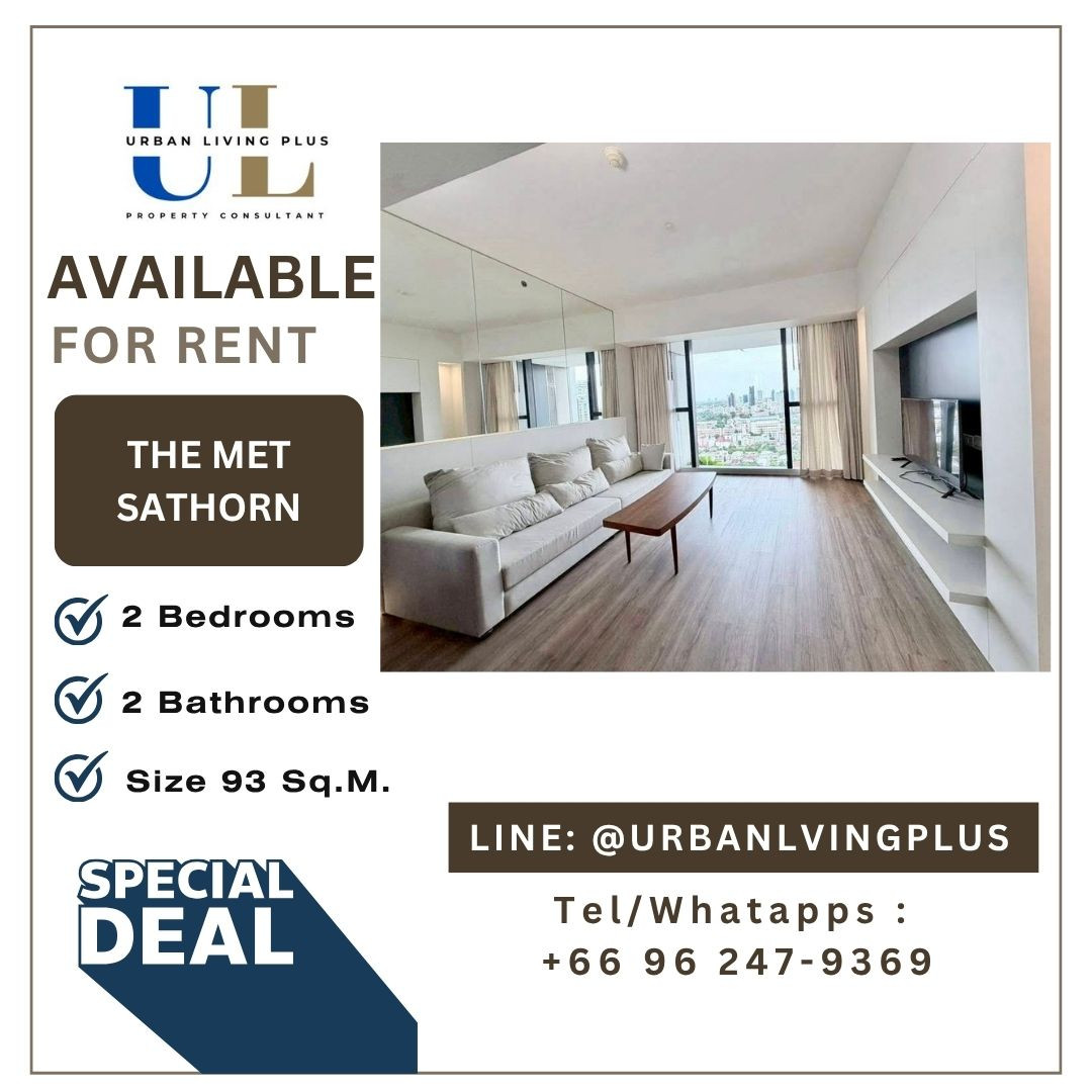 ( UL2608111 ) ✨Tel/Line 096-2479369✨FOR RENT The Met Sathorn Condo, 2 bedrooms, 2 bathrooms Size 93 Sq.M. , Rare Item✨ ( UL2608111 ) ✨Tel/Line 096-2479369✨FOR RENT The Met Sathorn Condo, 2 bedrooms, 2 bathrooms Size 93 Sq.M. , Rare Item✨