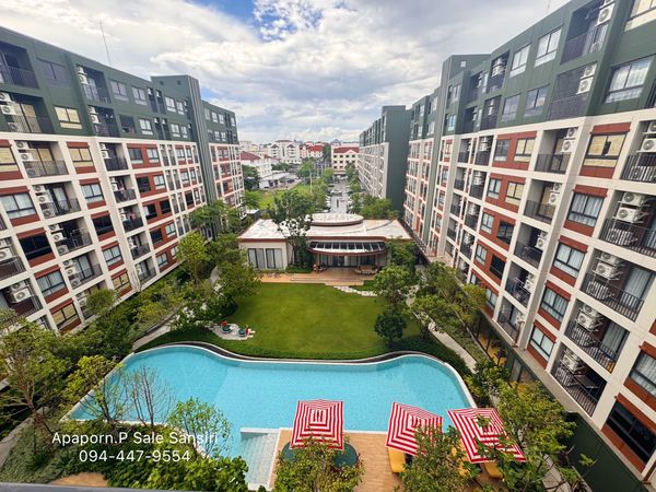 Condo near Khon Kaen University, 2 bedrooms, 2 bathrooms, swimming pool view. "D Condo Campus Khon Kaen" !! Buy directly from Sansiri sales.