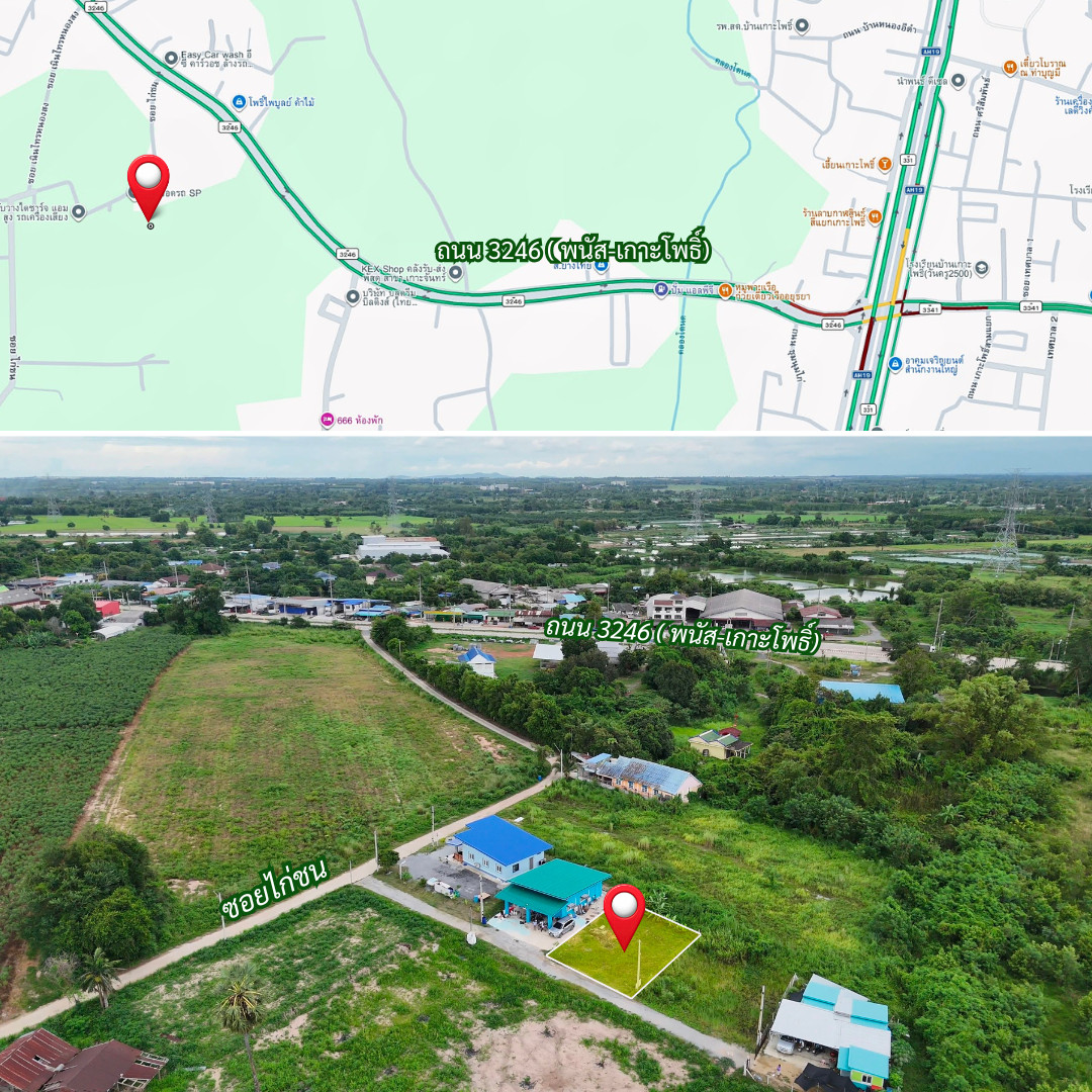 ขายที่ดิน 60 ตร.ว. นาเริก พนัสนิคม ใกล้สี่แยกเกาะโพธิ์ 331 (1.2 กม )  