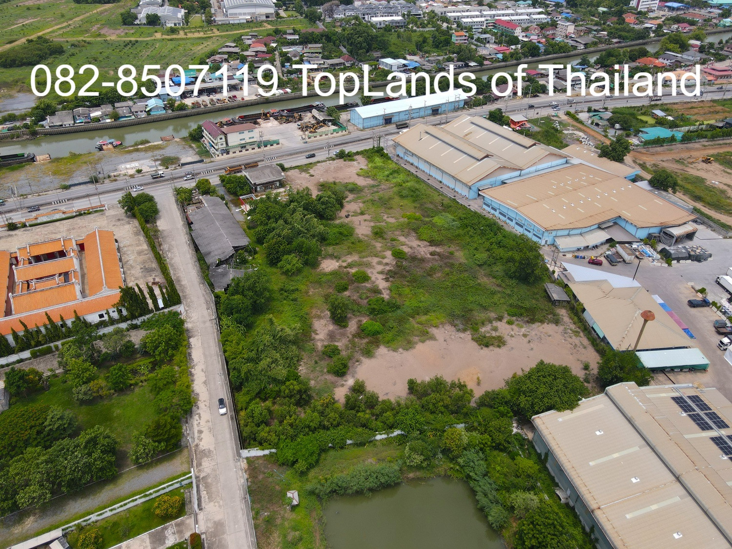 Land for sale, Mueang Pathum Thani District, next to a 6-lane main road (suitable for commercial use), area 12 rai, width 106 m. – รูปที่ 3