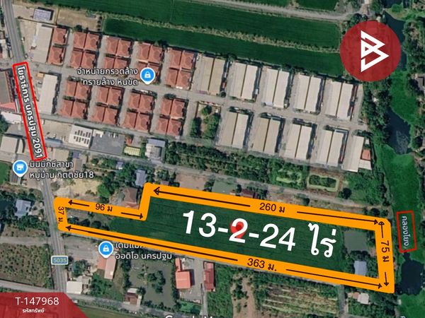 Land for sale, area 13 rai 2 ngan 24 sq m, Phutthamonthon, Nakhon Pathom.