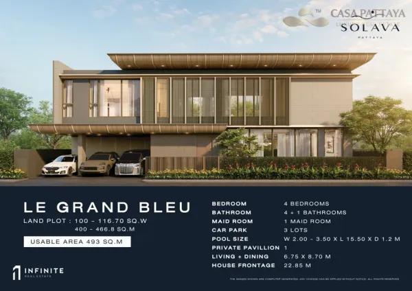 LE GRAND BLEU - วิลลาพูลหรูหราระดับอัลตร้า 4 ห้องนอน ที่ SOLAVA Pattaya