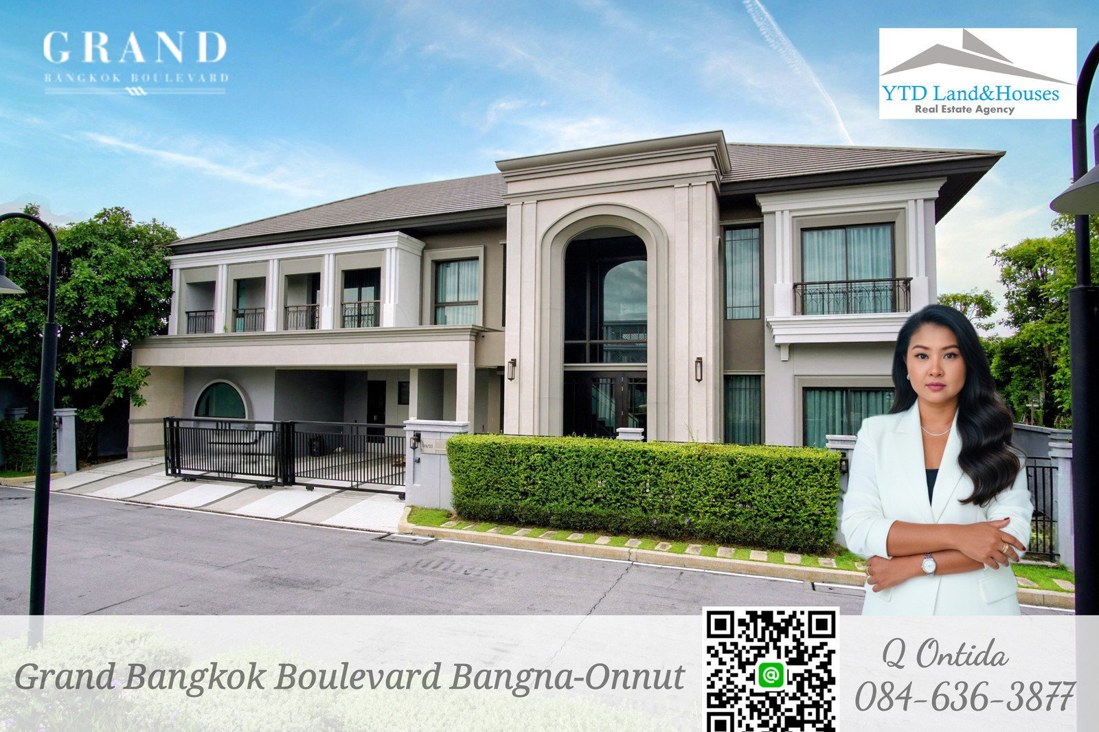 Luxury house for sale Grand Bangkok Boulevard Bangna-Onnut. Corner unit, in front of the garden. Listing No: YT01-2580 Luxury house for sale Grand Bangkok Boulevard Bangna-Onnut. Corner unit, in front of the garden. Listing No: YT01-2580