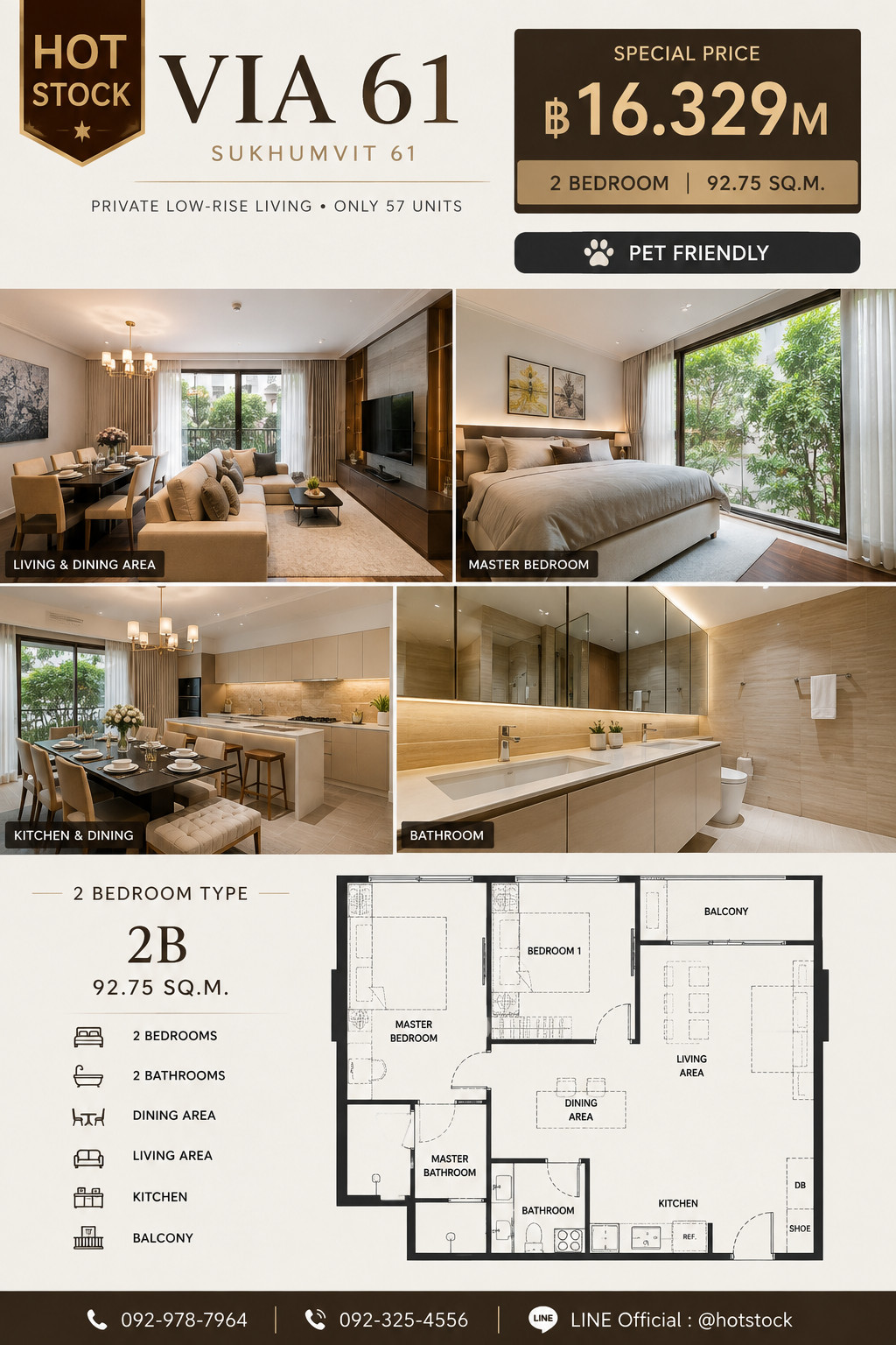 VIA 61 | 2 Bedroom, large size 92.75 Sq.m. price ฿16.329M in Private Low-Rise Sukhumvit 61 – รูปที่ 2