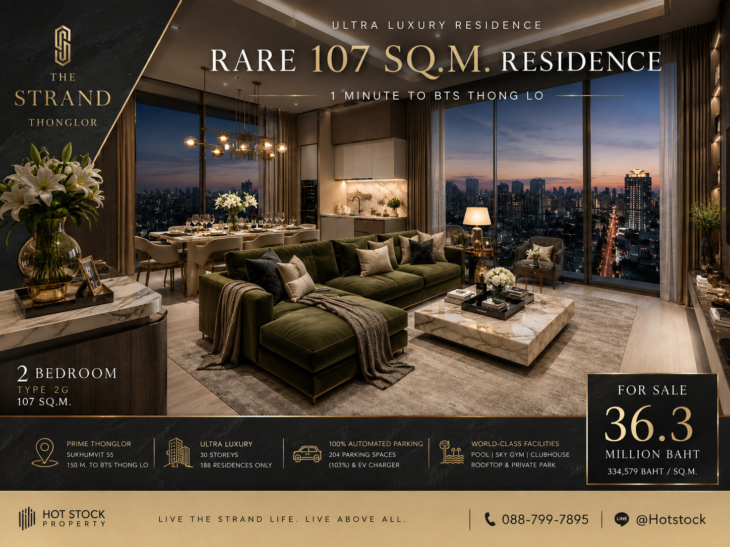 💎 𝐑𝐀𝐑𝐄 𝟏𝟎𝟕 SQ.M. | THE STRAND THONGLOR 2 ห้องนอนใหญ่ใจกลางทองหล่อ เพียง 150 ม. ถึง BTS ทองหล่อ ราคา 36.3 ล้านบาท ✨ 📱 088-799-7895 💎 𝐑𝐀𝐑𝐄 𝟏𝟎𝟕 SQ.M. | THE STRAND THONGLOR 2 ห้องนอนใหญ่ใจกลางทองหล่อ เพียง 150 ม. ถึง BTS ทองหล่อ ราคา 36.3 ล้านบาท ✨ 📱 088-799-7895