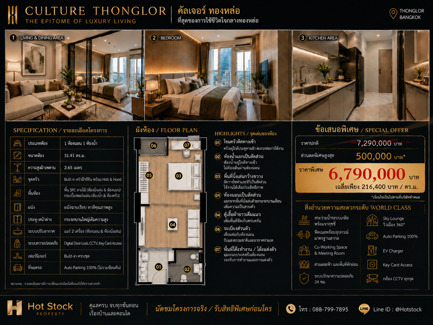 🔥 𝐕𝐈𝐏 𝐓𝐇𝐎𝐍𝐆𝐋𝐎𝐑 𝐃𝐄𝐀𝐋 🔥 | 𝐂𝐔𝐋𝐓𝐔𝐑𝐄 𝐓𝐇𝐎𝐍𝐆𝐋𝐎𝐑 Luxury Condo ใจกลางทองหล่อ 𝟏 Bedroom 𝟑𝟏.𝟒𝟏 ตร.ม. เพียง 𝟓.𝟐𝟗 ล้านบาท ใกล้ BTS ทองหล่อประมาณ 250 ม. 💎 📱 088-799-7895 – รูปที่ 4
