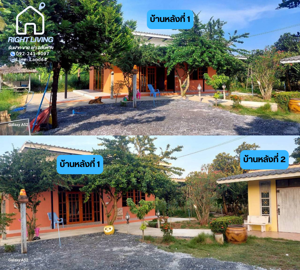 House and land for sale and rent, 2 houses, land to grow vegetables. along with a swimming pool Suitable for retirement, private, Nakhon Pathom Province, Kamphaeng Saen District, Huai Khwang Subdistrict.