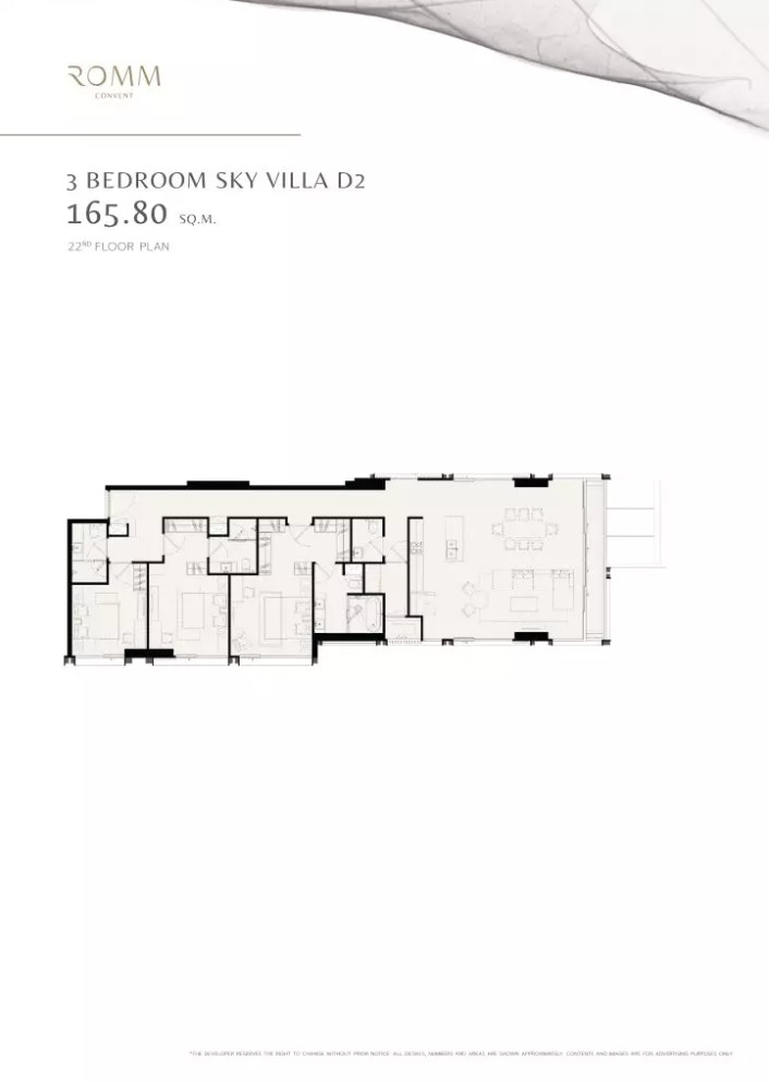 Special price!! Sky Villa 3 beds, only 1 unit left ✨Romm Convent✨ Sky Villa 3 ห้องนอน 3 ห้องน้ำ ขนาด 165.8 ตร.ม ใกล้ BTS / MRT ศาลาแดง (0.5 กม.) Tel.0982645161 