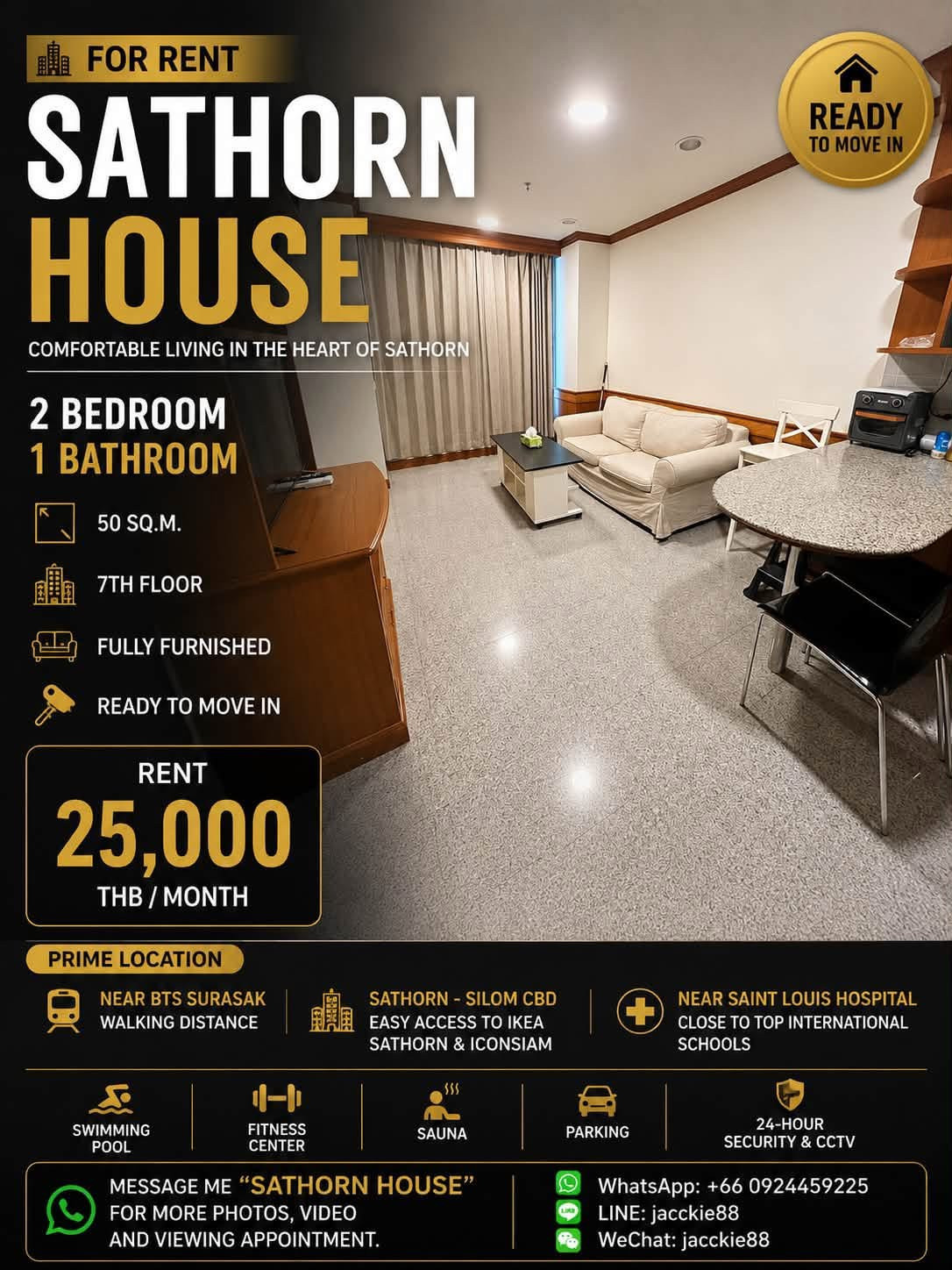 🔥 Rare 2BR in Sathorn Near BTS | Only ฿25,000 🔥 Rare 2BR in Sathorn Near BTS | Only ฿25,000