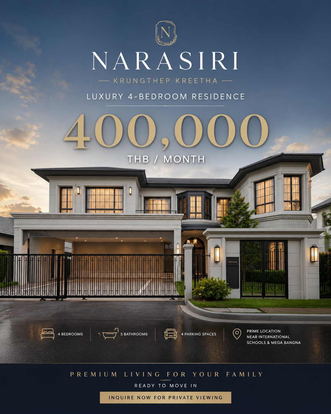Narasiri Krungthep Kreetha, Luxury 4 bedroom house for rent for renters who are looking for a Luxury home in Bangkok, this property is one of the options that you should come and see the actual area. 4 bedrooms on 1 ngan 52 sq m of land, providing space f Narasiri Krungthep Kreetha, Luxury 4 bedroom house for rent for renters who are looking for a Luxury home in Bangkok, this property is one of the options that you should come and see the actual area. 4 bedrooms on 1 ngan 52 sq m of land, providing space f