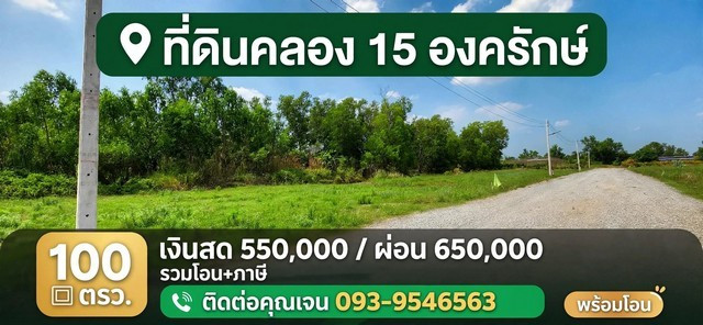 ขายที่ดินคลอง15 องครักษ์ ตลาดต้นไม้  ขายเงินสด เงินผ่อน แถมถมให้ฟรี