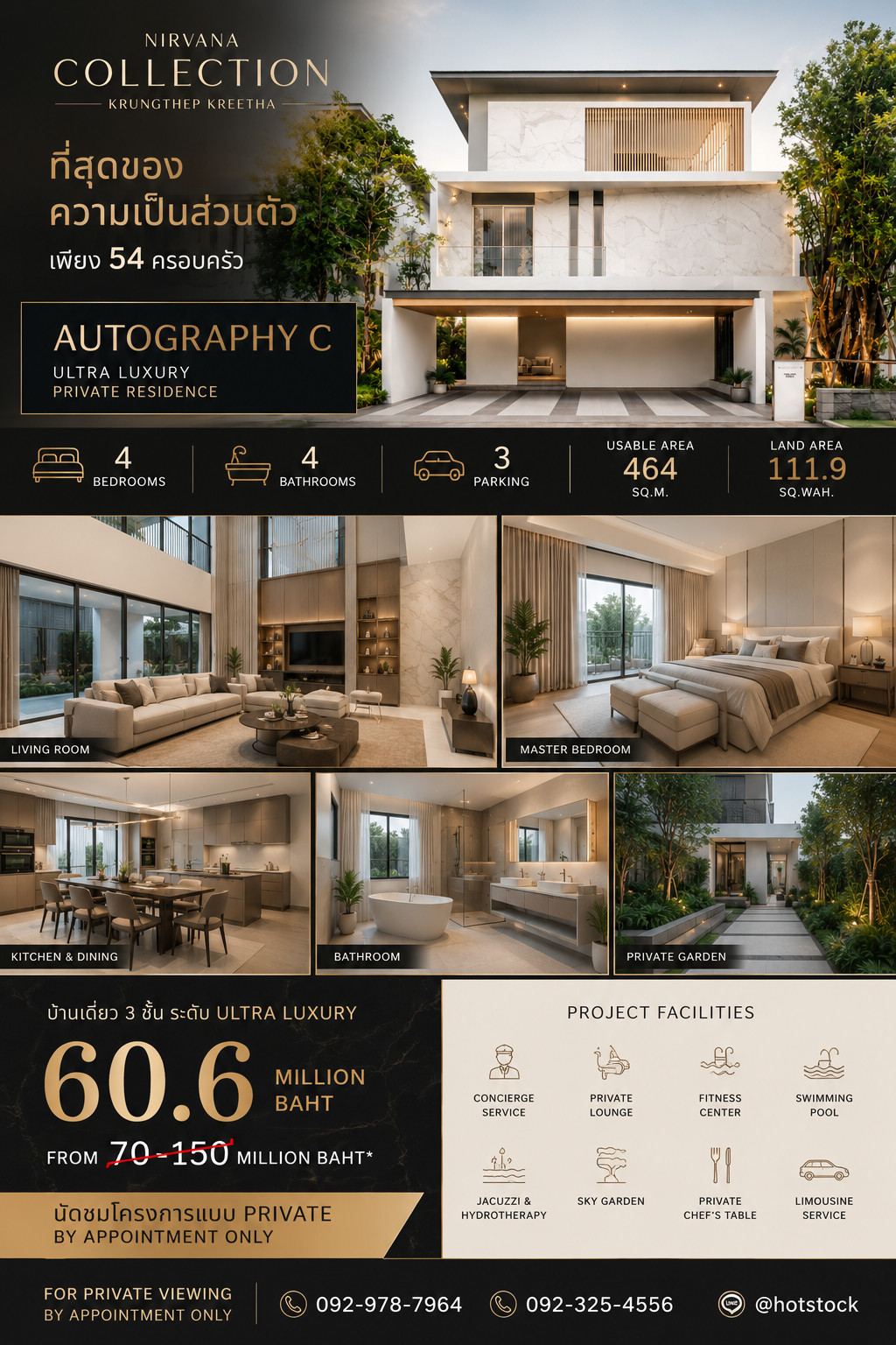 NIRVANA COLLECTION Krungthep Kreetha AUTOGRAPHY C — Ultra Luxury Private Residence บ้านเดี่ยว 3 ชั้น พื้นที่ใช้สอย 464 ตร.ม. 4 ห้องนอน | 4 ห้องน้ำ ที่ดิน 111.9 ตร.ว. ขาย 60.6 ล้านบาท – รูปที่ 2