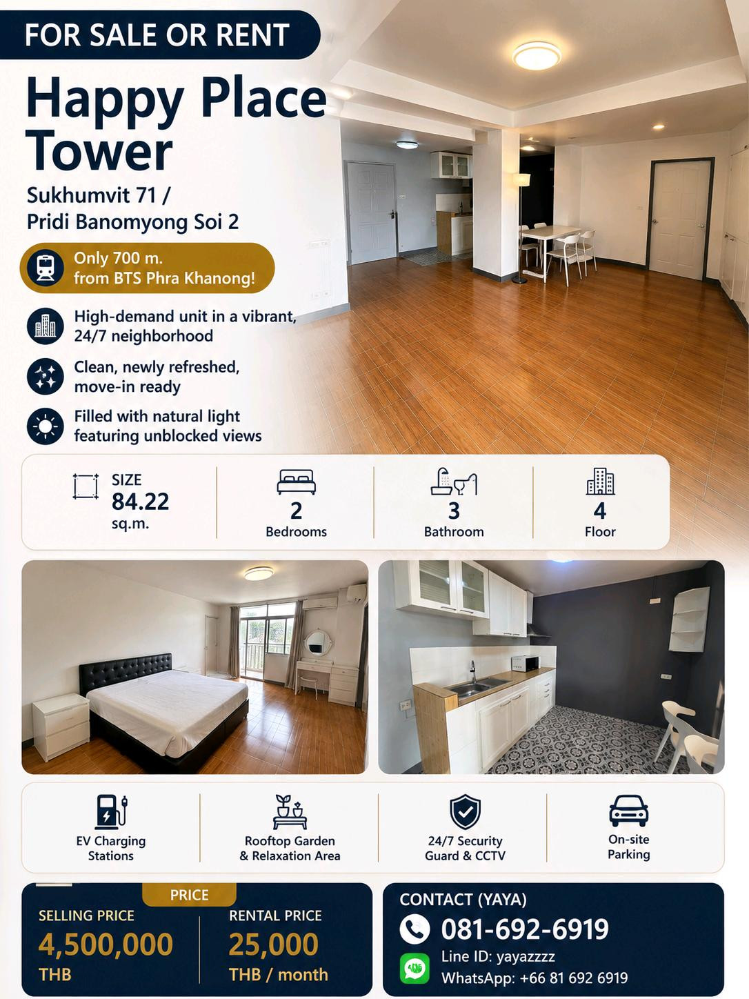 FOR SALE OR RENT: Happy Place Tower (Sukhumvit 71 / Pridi Banomyong Soi 2) Prime location — Only 700 meters from BTS Phra Khanong! FOR SALE OR RENT: Happy Place Tower (Sukhumvit 71 / Pridi Banomyong Soi 2) Prime location — Only 700 meters from BTS Phra Khanong!