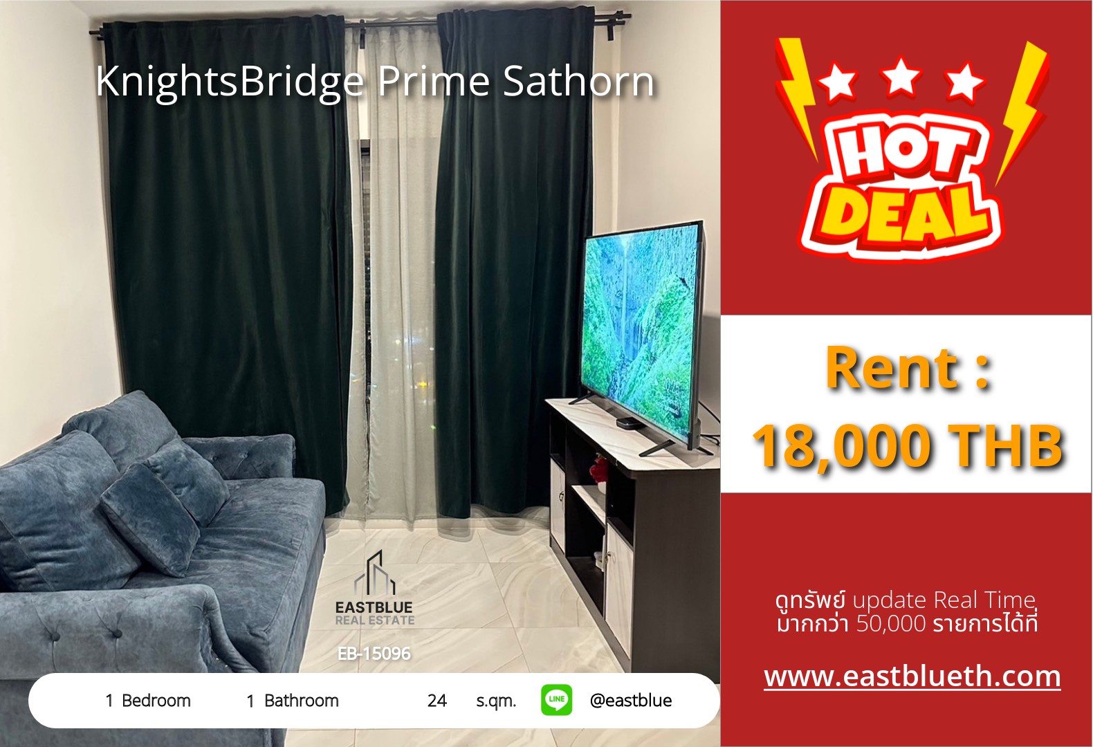 For Sale: KnightsBridge Prime Sathorn 1 Bed 26 sqm near BTS Chong Nonsi 3.5M THB For Sale: KnightsBridge Prime Sathorn 1 Bed 26 sqm near BTS Chong Nonsi 3.5M THB