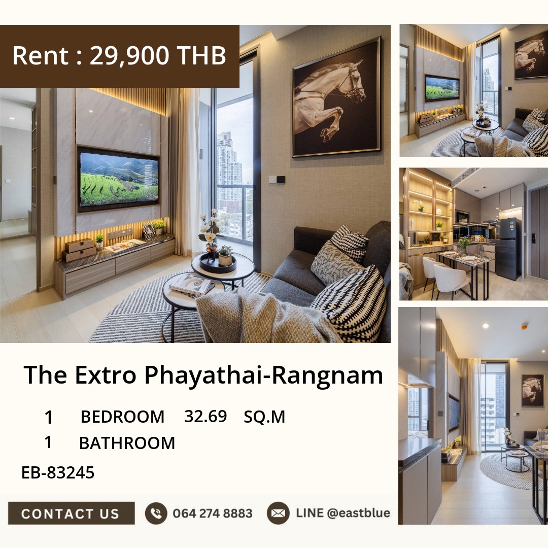 ให้เช่า The Extro Phayathai-Rangnam 1 นอน 32.69 ตร.ม. ใกล้ BTS พญาไท 29,900/เดือน 0642748883
