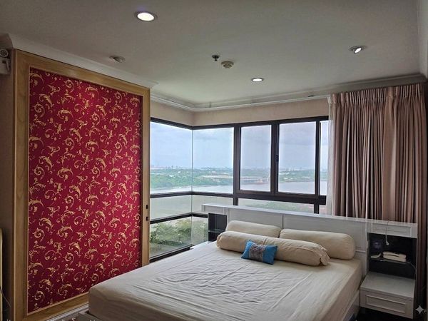 98098 - Rama 3 Condo, 180 degree view of the Chao Phraya River, wide and far, corner room, large room at an easily affordable price.