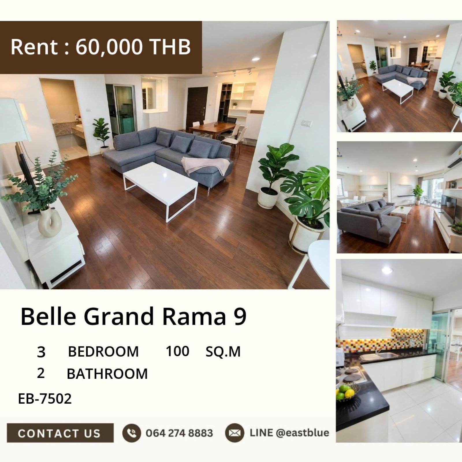 15/10/2026, 🌇 Luxurious 3-Bed Condo in Rama 9 – Steps to BTS 0642748883
