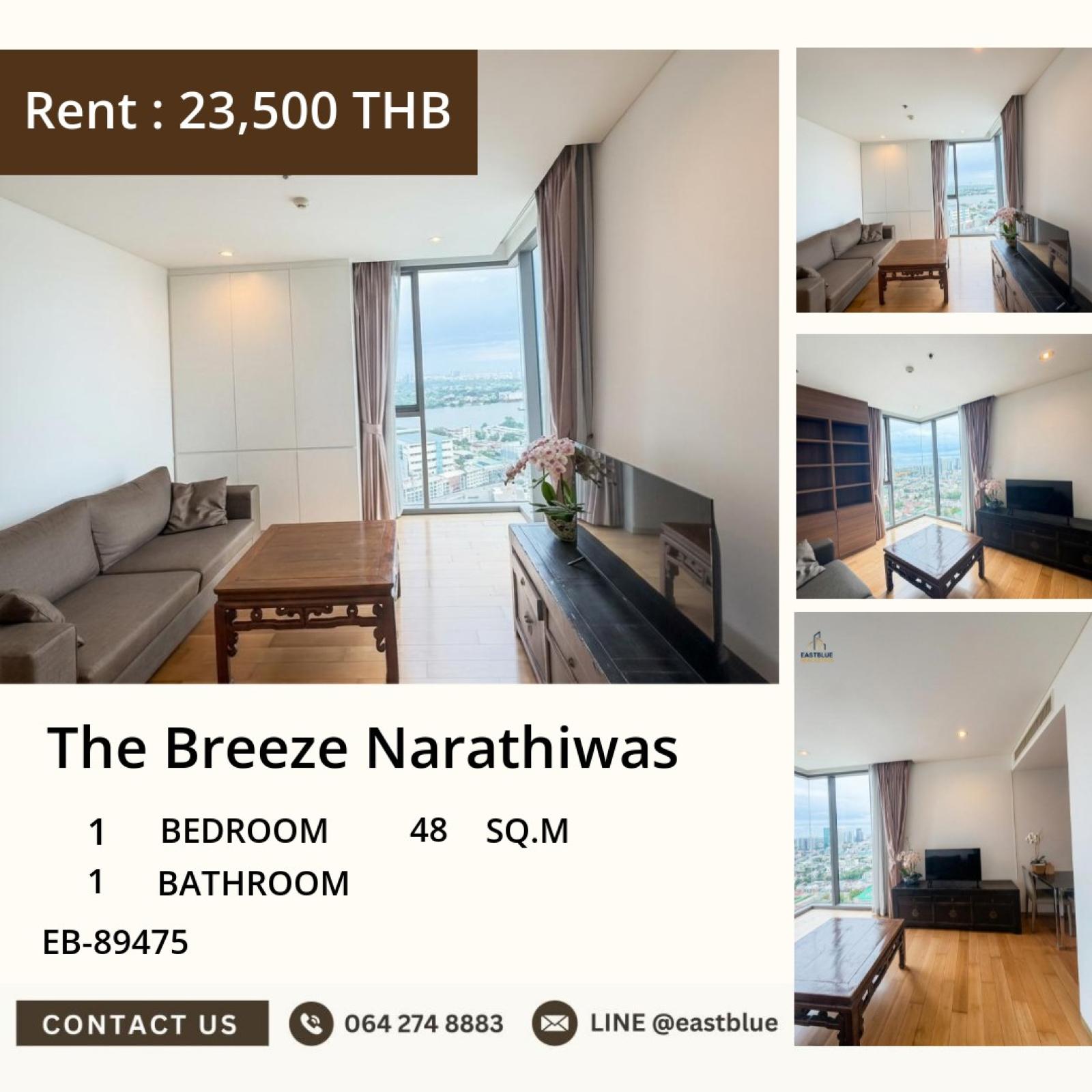 05/10/2026, 🏙️ Luxury 1 Bed Condo in The Breeze Narathiwas! 🛌
EB-89475 | 48 sqm | 23,500 THB/month 0642748883