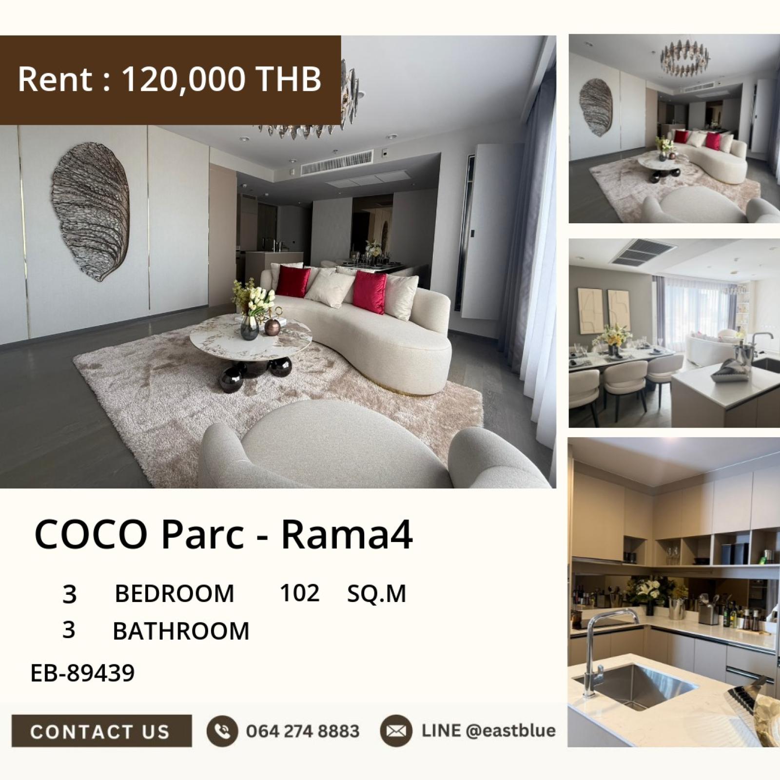 05/10/2026, 🏙️Stunning 3-Bed, 3-Bath Condo in COCO Parc - Rama4 | 120K THB/Month 0642748883 05/10/2026, 🏙️Stunning 3-Bed, 3-Bath Condo in COCO Parc - Rama4 | 120K THB/Month 0642748883