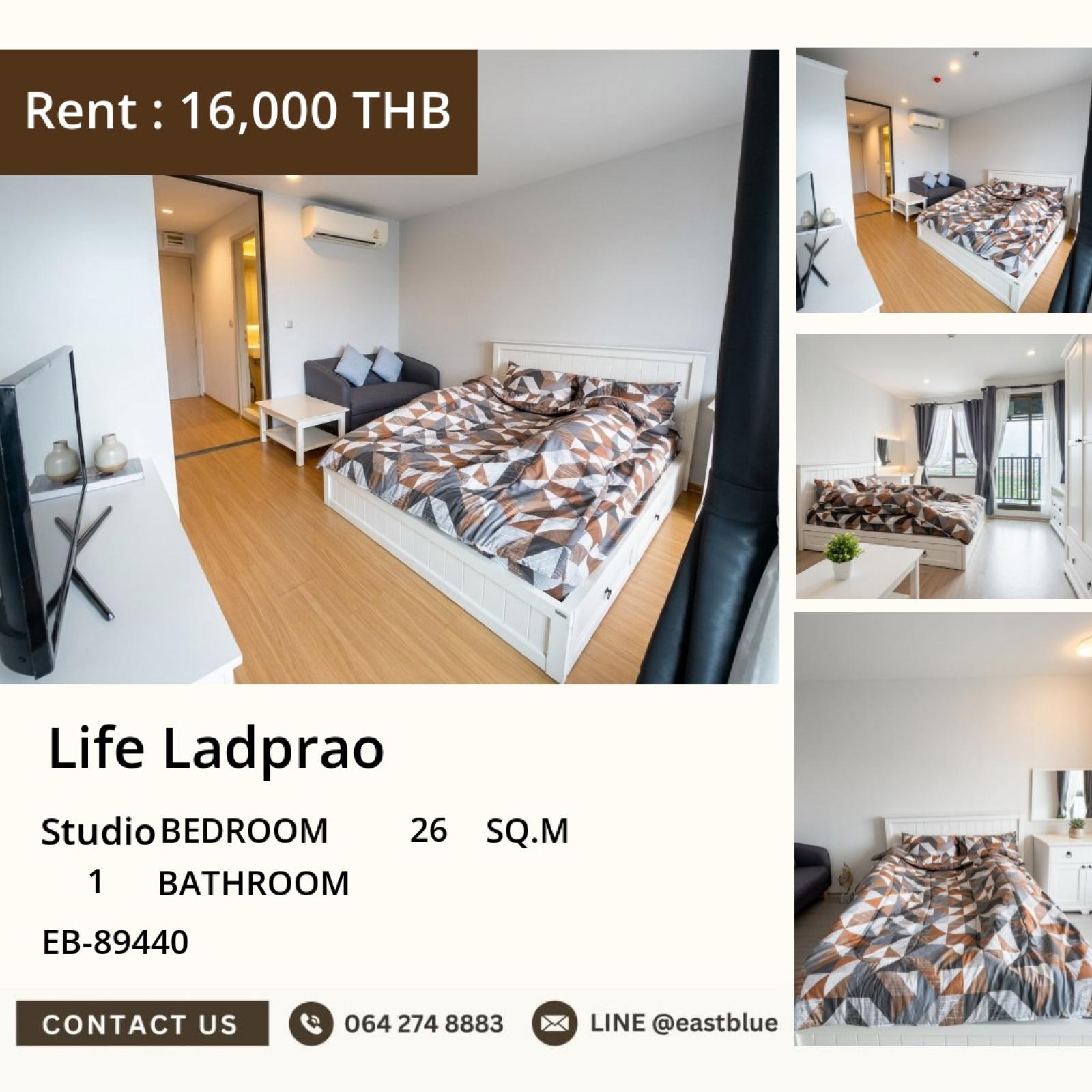 05/10/2026, 🏢 Studio Condo, 26 sqm - Live at Life Ladprao for ฿16,000/month 0642748883