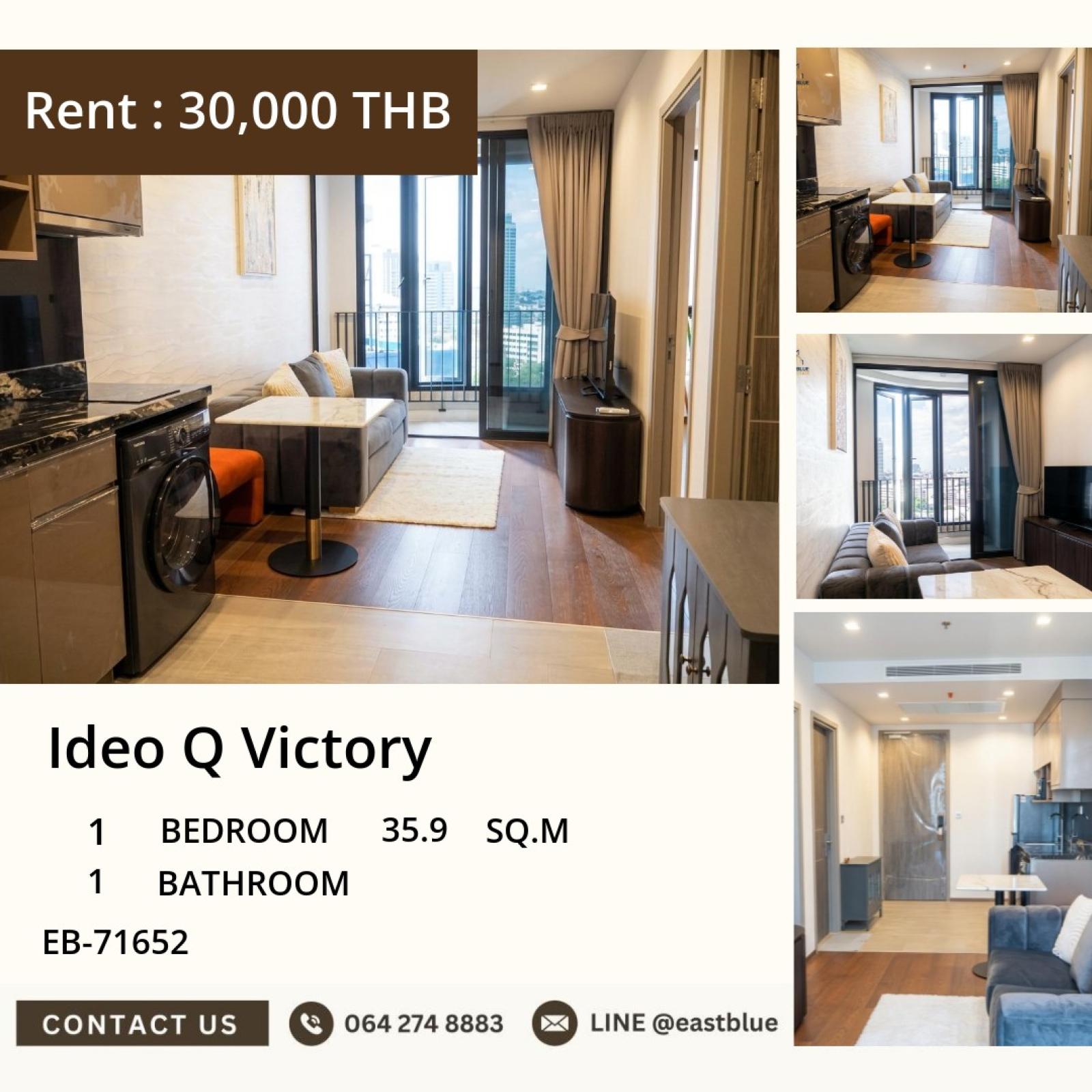 05/10/2026, ✨ Luxury Condo at Ideo Q Victory 🎉
1 Bed 1 Bath | 35.9 sqm | 30,000 THB/month

Ebb into Victory Monument Living! 🏙️💫
Project Facilities Await You - Apply Now! ✨ 0642748883