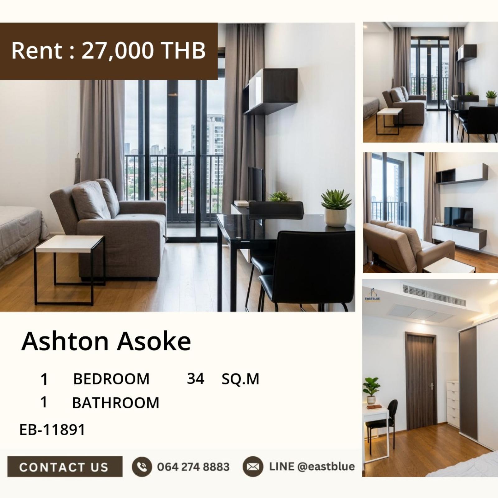 05/10/2026, ใจกลาง Asoke! คอนโดพร้อมอยู่ ให้เช่าเพียง 27,000 บาท/เดือน 🏢 0642748883