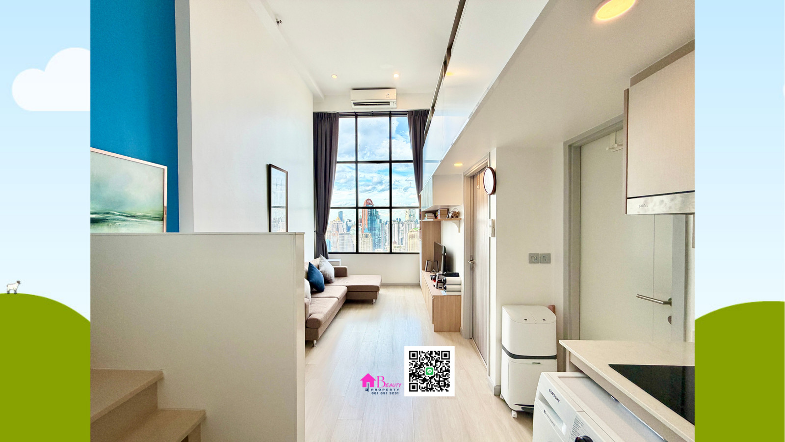 For Sale | Knightsbridge Prime Sathorn O81 O91 3231 High-Floor Duo Space, 38th Floor | Approx. 44 sq.m. Total Usable Space | THB 6.49M one bedroom plus