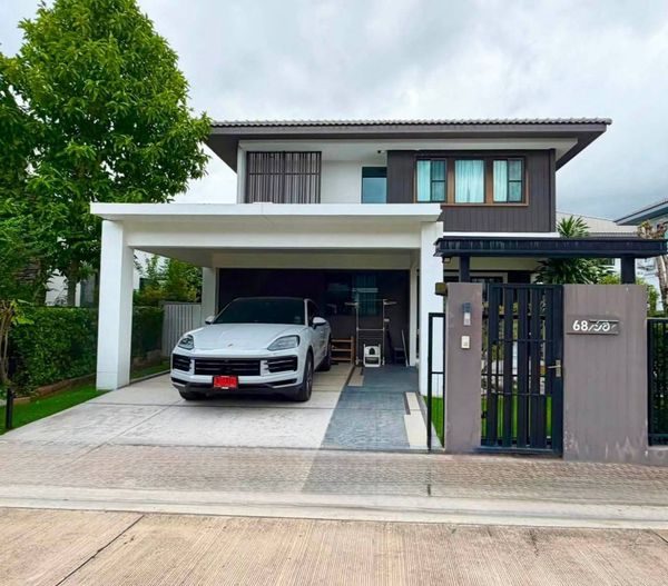 For rent #Single house, Manthana Village, Bangna Km.7 📞095-164-2956 Soi Ratchawinit Bang Kaeo #Near Mega Bangna