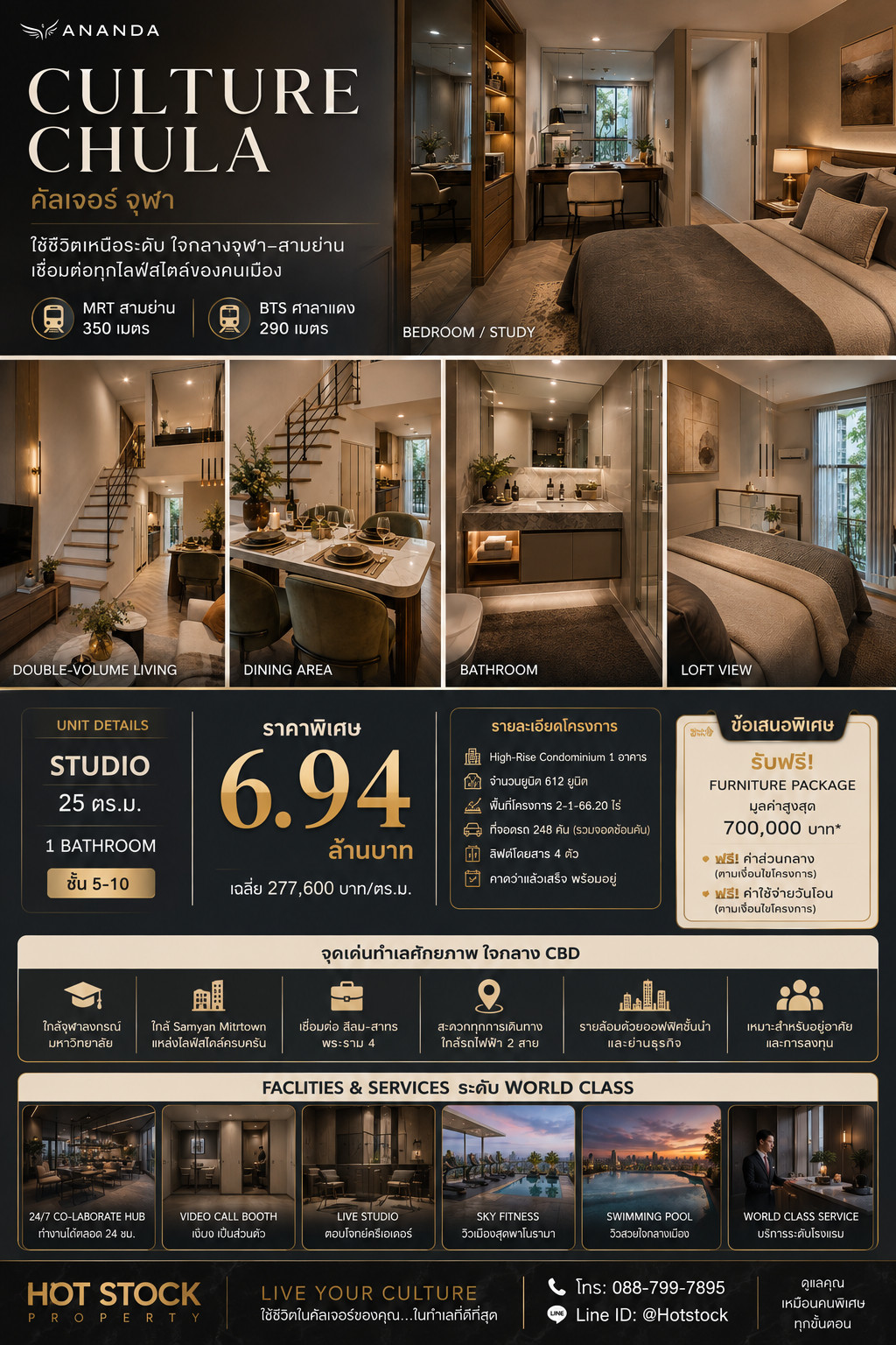 𝐏𝐑𝐈𝐌𝐄 𝐂𝐁𝐃 𝐃𝐄𝐀𝐋 | In the heart of Chula-Samyan Studio 25 sq m. Price only 6.94 million baht 💎 📱 088-799-7895 – รูปที่ 3