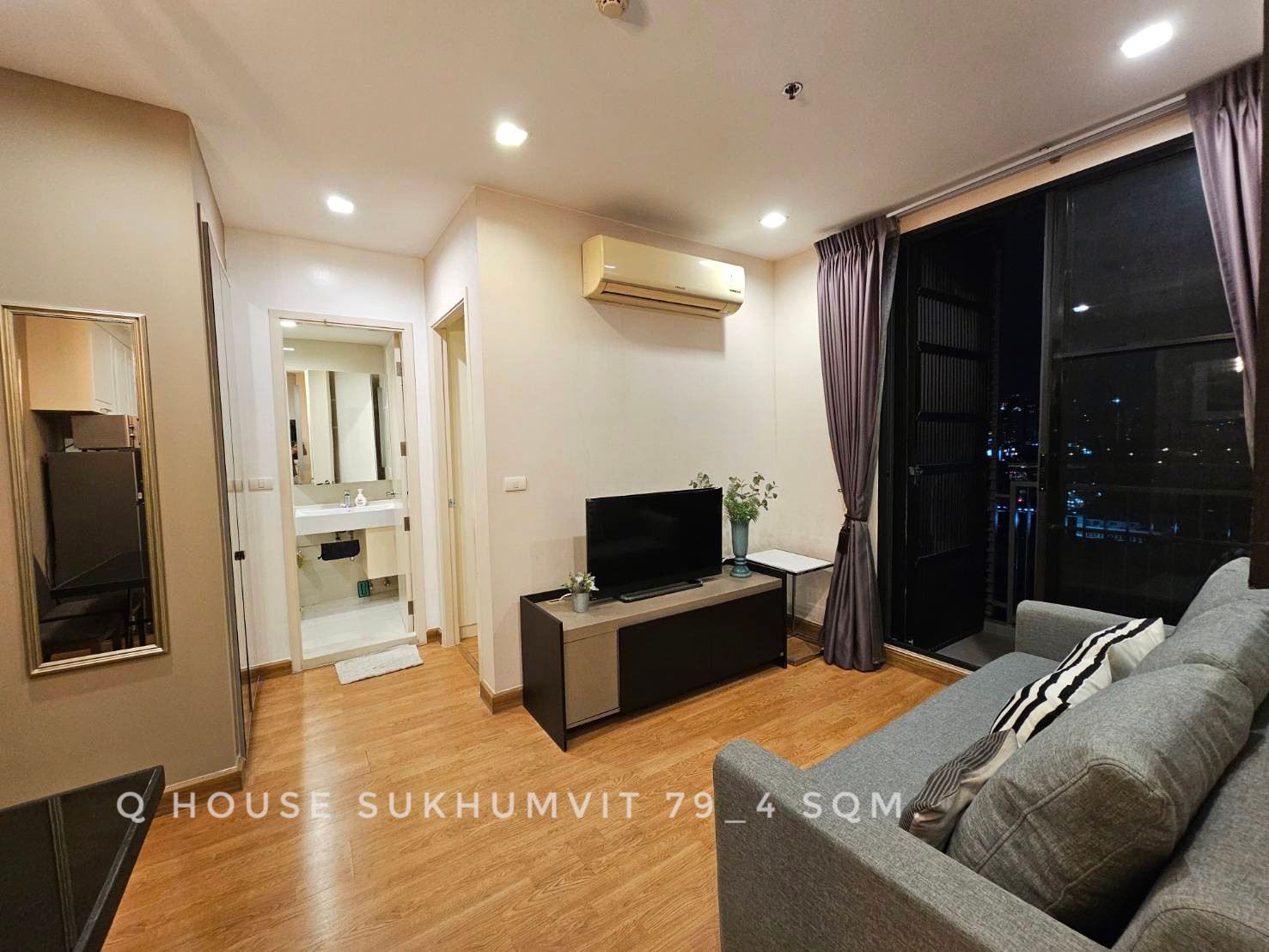 🎉🎉Ready to rent, corner unit, north direction, open view, 2 bedrooms at Q House, Sukhumvit 79, near BTS On Nut.