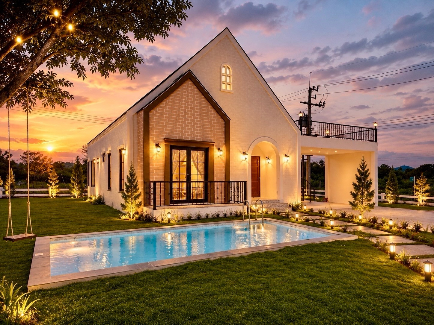 Khao Yai house for sale, Khao Yai view, view in the photo from the actual location, starting price 6.99 million, this price gets up to 200 sq m of land.
