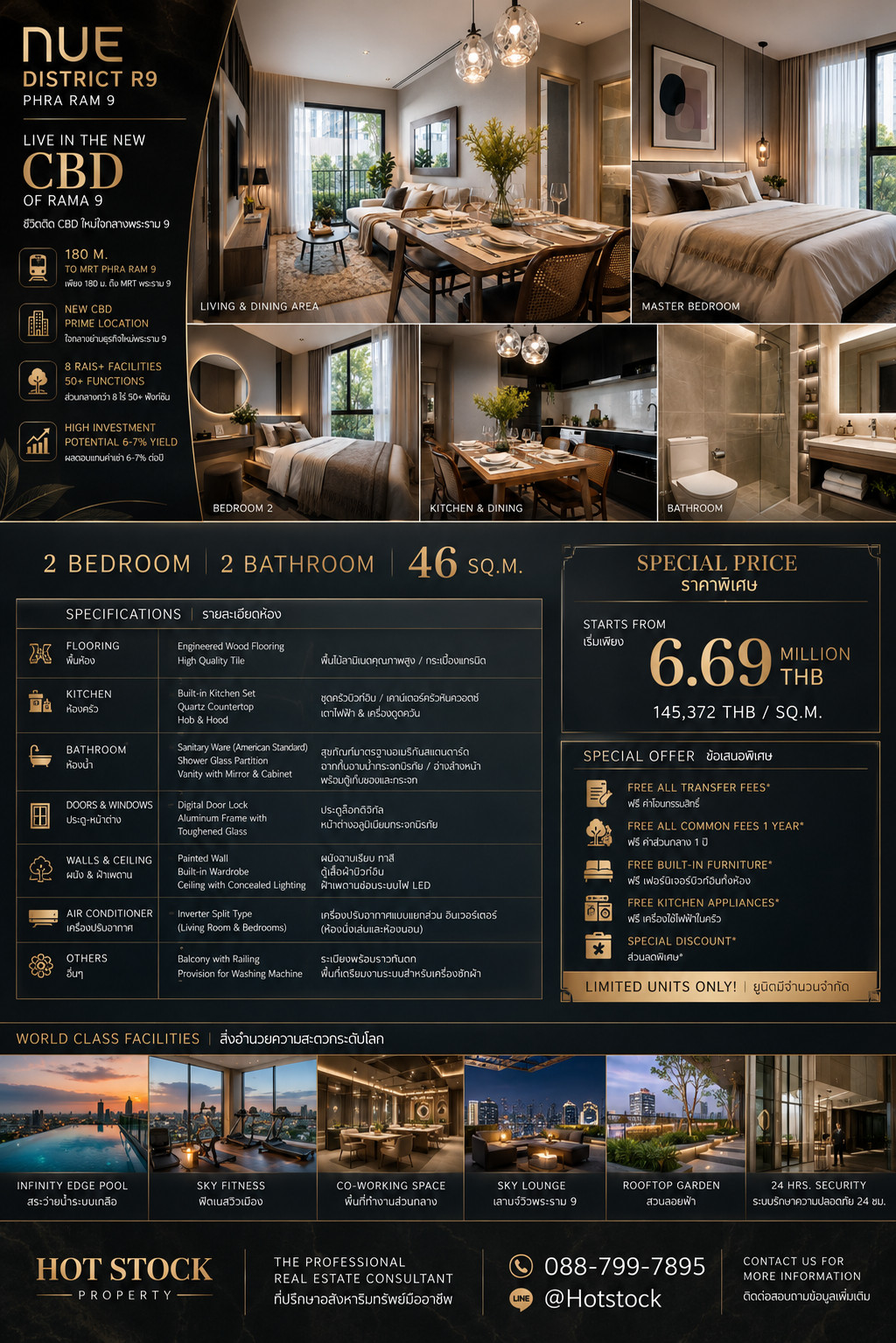 🔥 𝐍𝐄𝐖 𝐂𝐁𝐃 𝐇𝐎𝐓 𝐃𝐄𝐀𝐋 🔥 | 𝐍𝐔𝐄 𝐃𝐈𝐒𝐓𝐑𝐈𝐂𝐓 𝐑𝟗 อยู่กลางพระราม 9 เดินใกล้ MRT พระราม 9 เพียงประมาณ 180 ม. | 𝟐 นอน 𝟐 น้ำ 𝟒𝟔 ตร.ม. ฟังก์ชันครบ คุ้มทั้งอยู่เองและลงทุน 💎 📱 088-799-7895 – รูปที่ 2